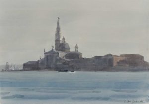 Italo De Grandi : San Giorgio Maggiore par temps gris