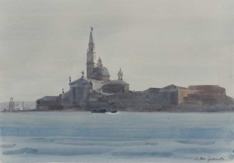 Italo De Grandi : San Giorgio Maggiore par temps gris