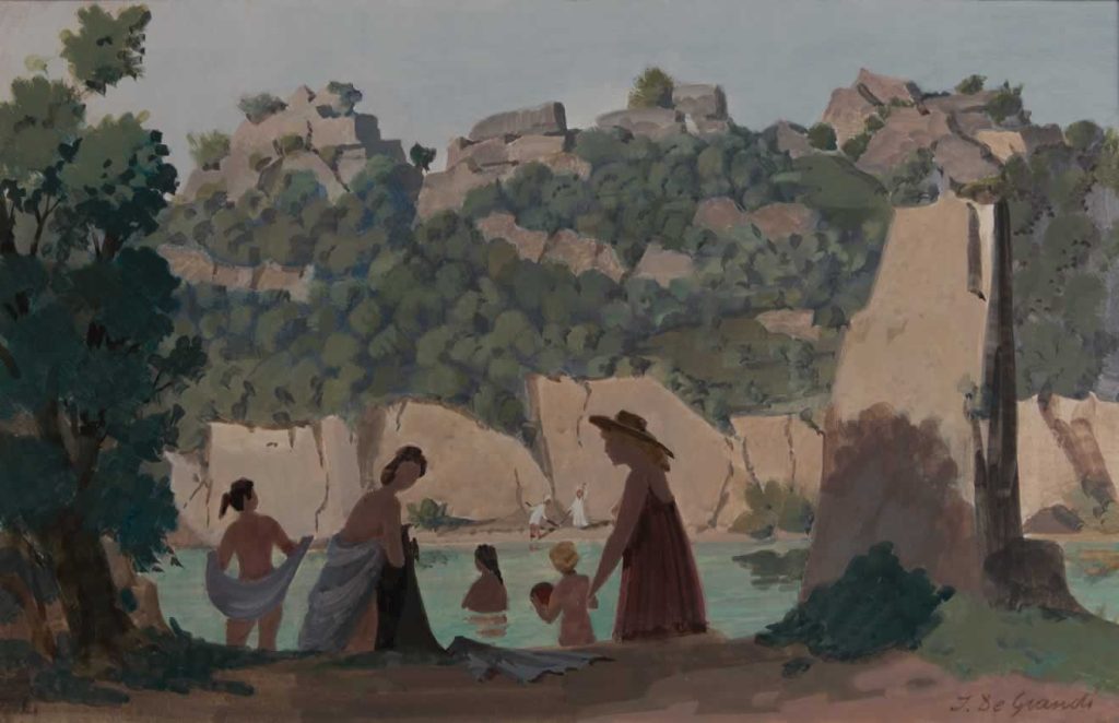 Italo De Grandi : Baigneurs en rivière