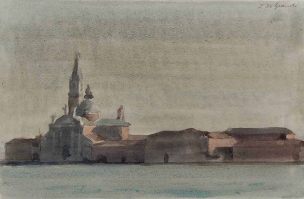Italo De Grandi : San Giorgio Maggiore le soir