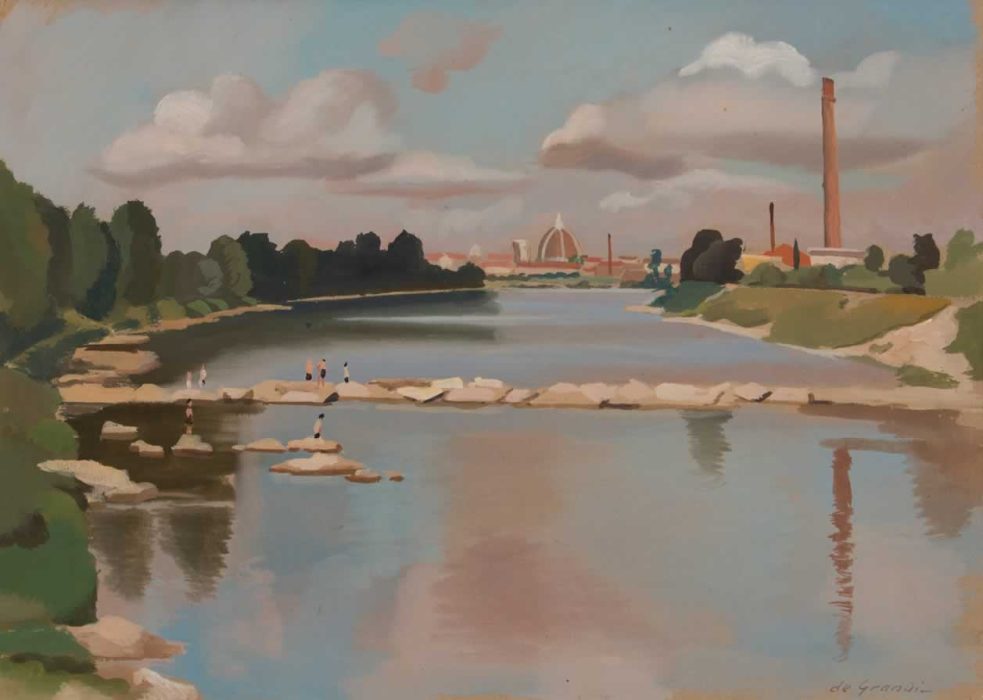 Italo De Grandi ; Le gué sur l'Arno