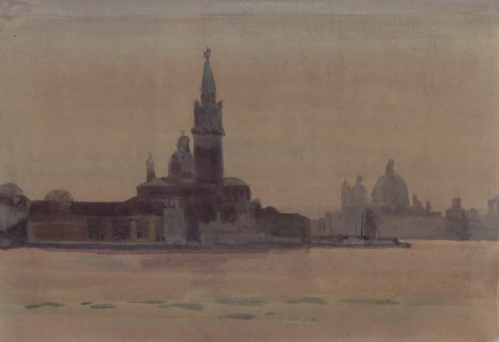 Italo De Grandi : Crépuscule sur San Giorgio Maggiore et La Salute