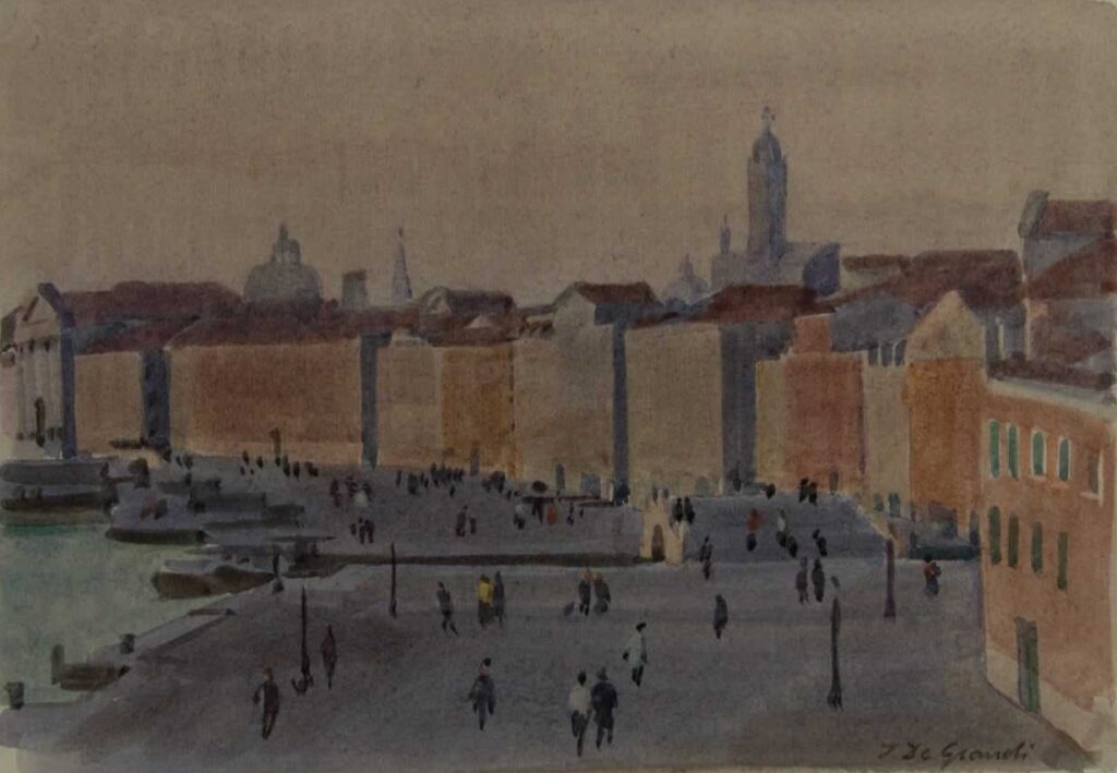 Italo De Grandi : Promeneurs, Riva degli Schiavoni