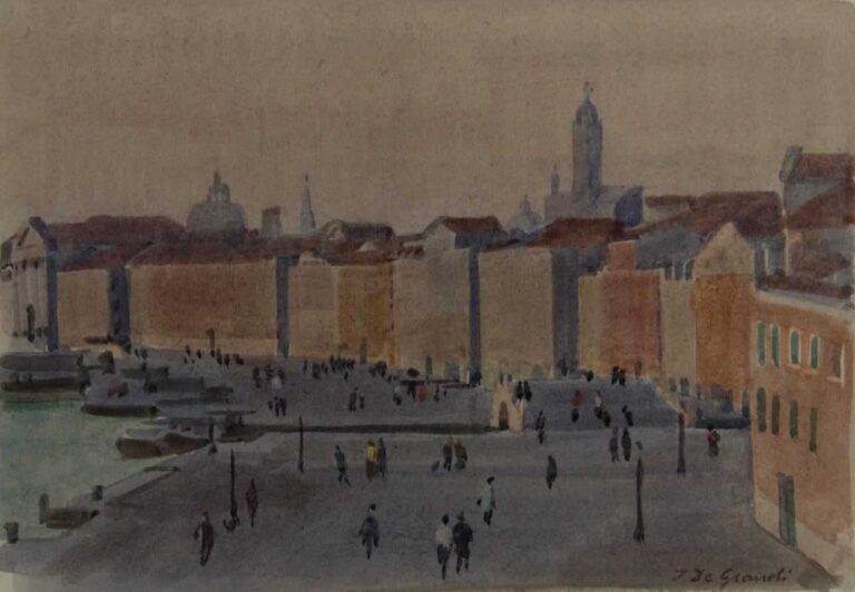 Italo De Grandi : Promeneurs, Riva degli Schiavoni