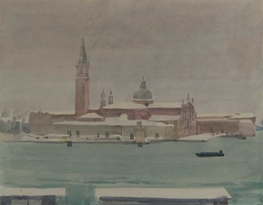 Italo De Grandi : Neige sur San Giorgio Maggiore