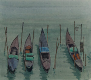 Italo De Grandi : Gondoles en hiver