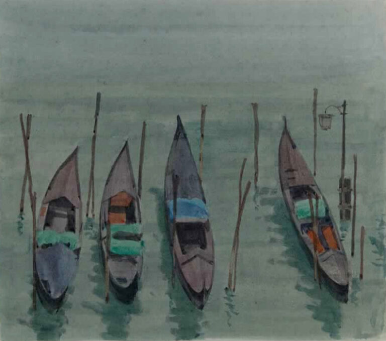 Italo De Grandi : Gondoles en hiver