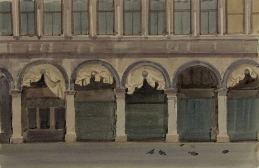 Italo De Grandi : Piazza San Marco, magasins fermés