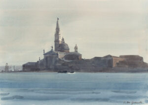 Italo De Grandi : San Giorgio Maggiore par temps gris