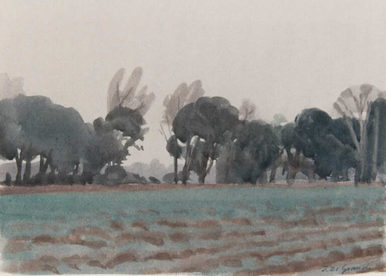 Italo De Grandi : Champs de lavandes en hiver
